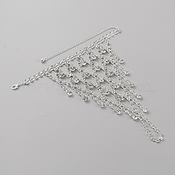 Кольцо-браслет с цепочкой и кисточками из кристаллов страз&nbsp;BJEW-WH0012-06S