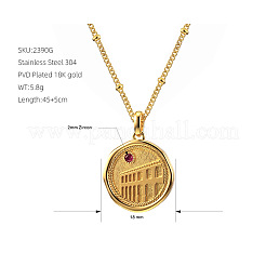 Colliers pendentifs en acier inoxydable 304 sertis de zirconiums cubiques rose foncé&nbsp;WG6D417-04