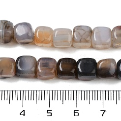 天然石ドラゴンアゲート瑪瑙ビーズ連売り  染め＆加熱  キューブ  ブラック  7~8x7~8x7~8mm  穴：0.9mm  約56個/連  14.57''（37センチメートル）&nbsp;G-G177-E16-01