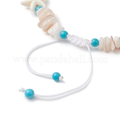 Плетеные браслеты из бусин из синтетической бирюзы и натуральных ракушек&nbsp;BJEW-JB13096