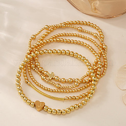 Set di braccialetti elasticizzati con perline in ottone e acciaio inossidabile&nbsp;VB9693-4