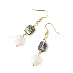 Geometrische Ohrhänger aus Abalone-/Paua-Muschel und natürlicher Keshi-Perle für Damen&nbsp;EJEW-JE07338