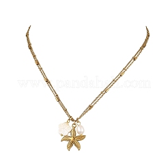 Halskette mit Anhänger aus natürlicher Meeresmuschelblume&nbsp;NJEW-JN06260