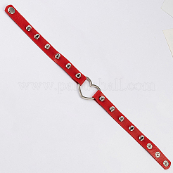 Verstellbare verstellbare Gothic-Halsketten aus PU-Lederlegierung mit Spike-Nieten und Herz für Damen&nbsp;NJEW-WH20816-006P-C