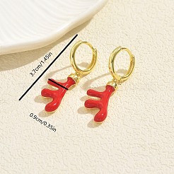 Серьги-кольца с оленем из латуни и эмали&nbsp;KX0069