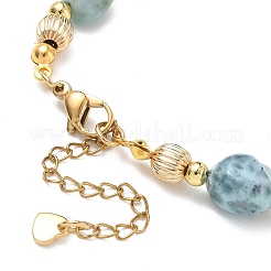 Braccialetti con pepite di larimar naturale e perle d'acqua dolce di patata.&nbsp;BJEW-JB14286