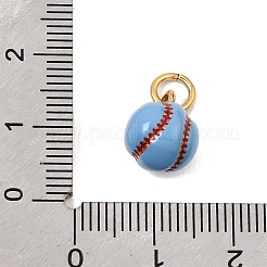 304ステンレススチールエナメルペンダント  野球のチャーム  ゴールドカラー  空色  13x9.5mm  穴：6mm&nbsp;SA-CBA5CD0-34B