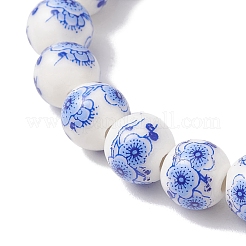 3 шт. 3 цвета ручной работы с цветочным принтом фарфоровые керамические круглые бусины эластичные браслеты для женщин&nbsp;BJEW-JB12090