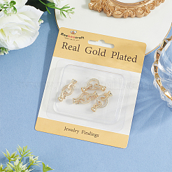 6 комплект латунных застежек с микропаве из прозрачного кубического циркония&nbsp;KK-BBC0021-37