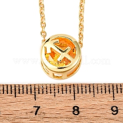 Латунный паве кубический цирконий камень рождения созвездие кулон кабель цепочка ожерелья NJEW-D334-01G-04