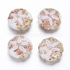 Стиль океана плоский круглый ручной работы Lampwork бисер LAMP-F006-20