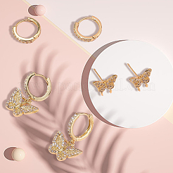 Комплект серег из латуни с микропаве из прозрачного кубического циркония EJEW-BBC0001-85