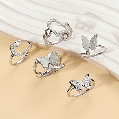 Комплекты колец-манжет/палец из нержавеющей стали и полимерной глины со стразами FS-WG0D843-02