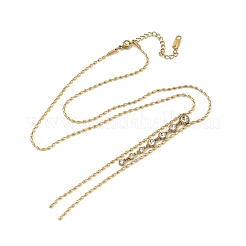 Y-Halsketten mit Anhänger aus Edelstahl 304 und Strassen für Damen&nbsp;NJEW-F375-01G-02