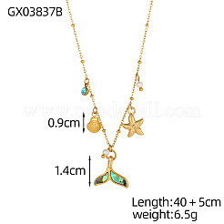 Кулон в форме морской звезды из нержавеющей стали 304 с кубическим цирконием.&nbsp;STAS-OY010-07G