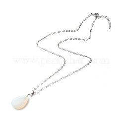 Colliers pendentifs en pierre mélangée naturelle en forme de larme&nbsp;NJEW-JN03631