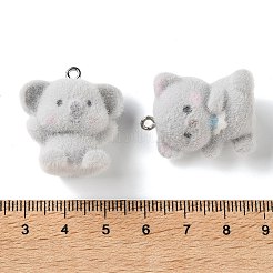不透明樹脂のペンダント  コアラのチャーム  プラチナ鉄ループ付き  ライトグレー  26.5~34x21~26x16~19mm  穴：2mm&nbsp;RE-CBA4F9B-03