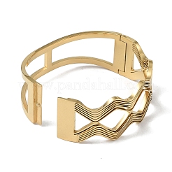 Полые волнистые браслеты из нержавеющей стали 304 для женщин&nbsp;BJEW-U002-14G