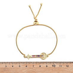 Латунь микро проложить кубический цирконий слайдер браслеты BJEW-S163-01A-G
