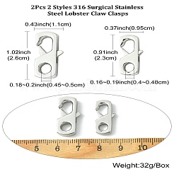 2 шт. 2 стиля карабинов из хирургической нержавеющей стали 316&nbsp;FIND-CJ0011-12