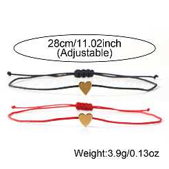 2шт 2-цветные регулируемые браслеты из нейлонового шнура в форме сердца&nbsp;WR4261-7