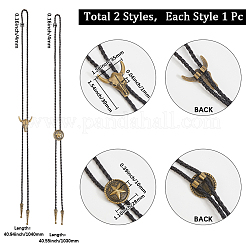 2 шт. 2 стиля регулируемый винтажный галстук-боло из искусственной кожи&nbsp;NJEW-GF0001-12AB-02