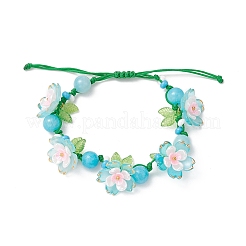Цветочные акриловые бусины плетеные браслеты из бисера для женщин BJEW-MZ00184-03