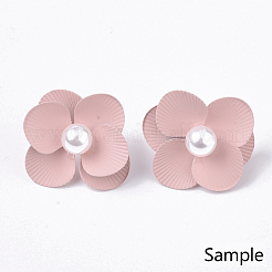 スプレー塗装された鉄のスタッドのイヤリングのセッティング  ピアスバックキャッチ/イヤーナット付き  花  ディープスカイブルー  30x29~30x11mm  ピン：1mm&nbsp;IFIN-N004-01B