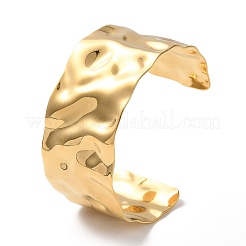 Ионное покрытие (ip) 304 нержавеющая сталь широкий открытый браслет-манжета для женщин BJEW-F461-02G