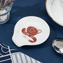 Portacucharas de cerámica con patrón de taza de café&nbsp;AJEW-WH0348-181A-02