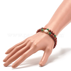 Набор браслетов из круглых бусин из натурального дерева&nbsp;BJEW-JB07275