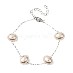 Браслеты из акриловых бусин с искусственным жемчугом BJEW-F519-01P