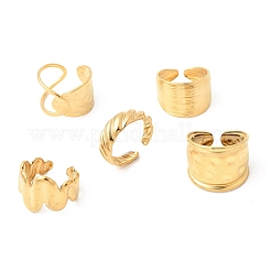 5 bague manchette ouverte en acier inoxydable 304 pour femme&nbsp;RJEW-K313-08G