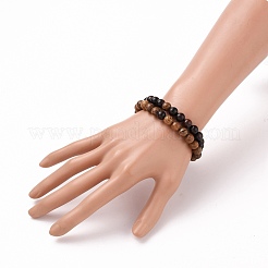 天然木ラウンドビーズストレッチブレスレット  内径：2-1/4インチ（5.8cm）  ビーズ：8.5mm  2個/セット&nbsp;BJEW-JB05660