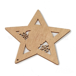 Thème de noël gros pendentifs en bois naturel&nbsp;X-WOOD-B001-14