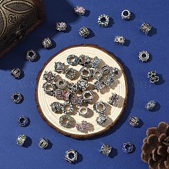 50 шт. 10 стиля старинные посеребренные металлические сплавы со стразами европейские бусины&nbsp;ALRI-YW0001-29