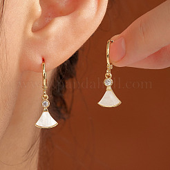 Элегантные блестящие веерообразные серьги-кольца из латуни ZO2833