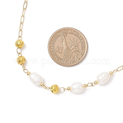 Натуральный культивированный пресноводный жемчуг рис латунные ожерелья-скрепки NJEW-JN05379-01