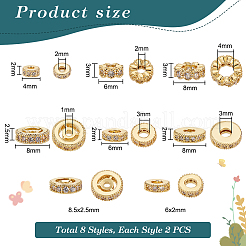 16шт 8 стиля латунные бусины с микропаве и кубическим цирконием KK-PH0005-97