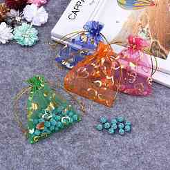 Сердце напечатаны органза сумки OP-R022-10x12-M