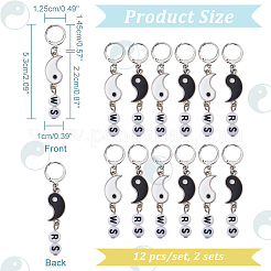 Маркеры петель с замком на подвеске из сплава инь-ян HJEW-AB00101