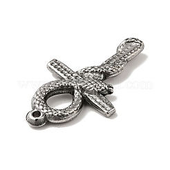 304ステンレスペンダント  スネークチャームとクロス  アンティークシルバー  35x21x4mm  穴：1.6mm&nbsp;STAS-G278-42AS