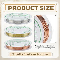 3 рулон 3 цвета круглой медной проволоки&nbsp;KK-LP0004-21B