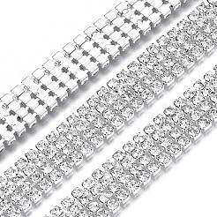 電気メッキ真鍮ラインストーンストラスチェーン  ラインストーンカップチェーン  スプールで  クリスタル  11x2.5mm  約10ヤード/ロール（9.14メートル/ロール）&nbsp;CHC-TAC0005-02S