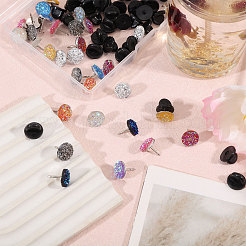 40 шт. 10-цветная друзовая смола с латунной брошью&nbsp;AJEW-CA00027