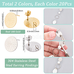 40 шт. 2 цвета 304 нержавеющая сталь серьги-гвоздики фурнитура STAS-SC0010-40