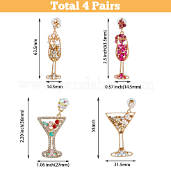 4 par de pendientes colgantes de copa de vino con rhinestone y perlas de plástico de 4 estilos&nbsp;EJEW-FI0001-70