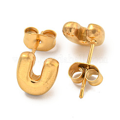 Pendientes de botón de acero inoxidable 304 con letras grandes para mujer&nbsp;EJEW-G386-01U-G