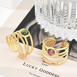 Многослойные открытые манжетные кольца из нержавеющей стали 304&nbsp;RJEW-Z078-02G