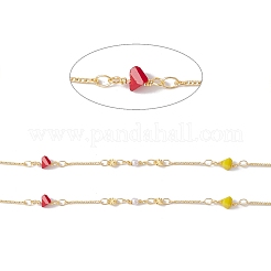 Экологически чистая латунная плоская цепь с круглыми и стержневыми звеньями ручной работы CHC-E025-16G